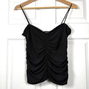 J. Crew Black Ruched Camisole Top Spaghetti Straps Party Club